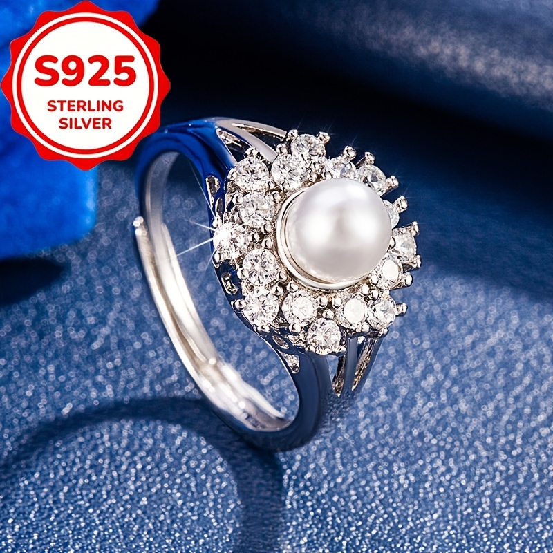 Women's S925 Silver Resin Snowflake Open Ring